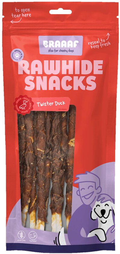 Braaaf Rol Sticks Hondensnack Eend 25 cm - 10 x 240 gr - Voordeelverpakking