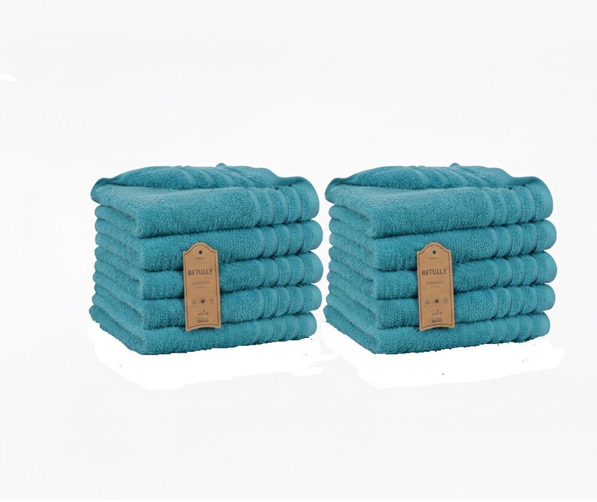 Betully ® Handdoeken 50 x 100 cm - set van 10 - Hotelkwaliteit – Zware kwaliteit 500 g/m2 Turquoise