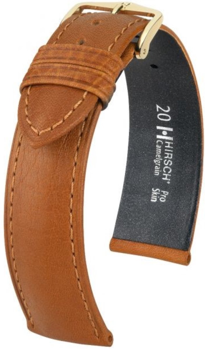 Hirsh Horlogeband - Camelgrain Honey - Leer - 22mm