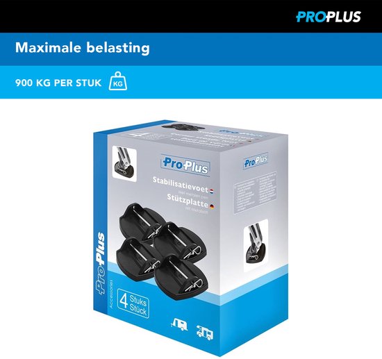 ProPlus Stabilisatievoeten - Met Metalen Pen - 4 stuks - Caravanvoet - Onderlegplaat Caravan - Kunststof - Zwart van Merkloos — afbeelding 5
