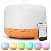 Boncy® EssenceGlow Aroma Diffuser – 500ml Luchtbevochtiger & Aromadiffusers met 7 LED Licht-opties & Afstandsbediening – Rustgevende Geurverspreider Vernevelaar – Aromatherapie Aromadiffusers - etherische olie Verdamper Verstuiver - Cadeau