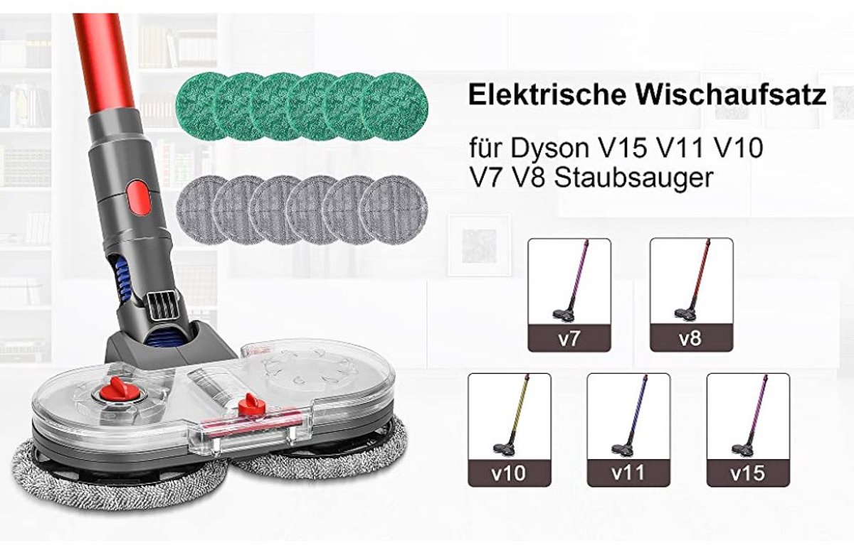 elektrische dweilopzetstuk voor Dyson V11 V10 V8 V7 V15 stofzuiger, dweilopzetstukset met 6 dweilpads en verwijderbare watertank thumbnail 6