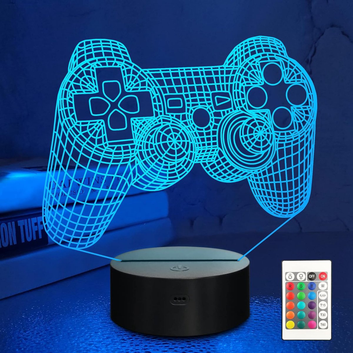 Daity Sfeerverlichting - 3D-gamecontrollerlamp - LED - 16 kleuren met afstandsbediening - Neon Wandlamp Game controller - Neon Verlichting - Led lamp - Mancave