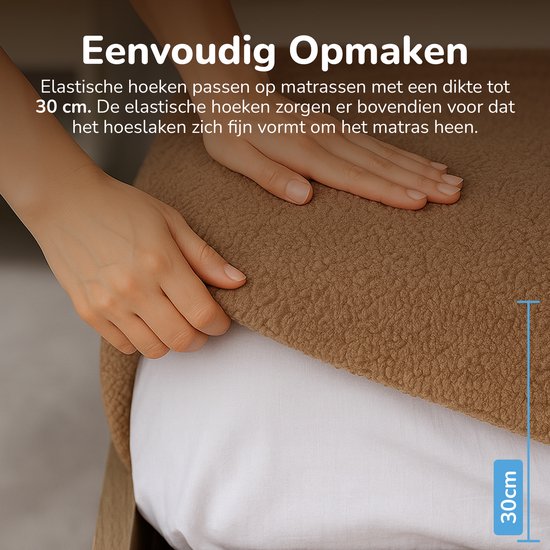 Hoeslaken polaire Decoware® Teddy - Vison - 160 x 200 cm - Extra chaud et doux - Pour Matelas jusqu'à 30 cm