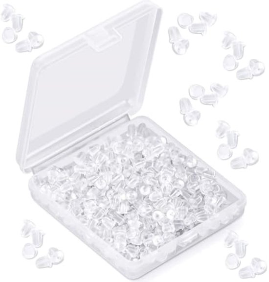 50 stuks Oorstekers Sluiting Verschluss Oorbellen Siliconen Oorstekers Stoppers Vervangstukken Voor Oorbellen Helder Universele Verschluss Vervangstukken Voor Vrouwen Hangende 1 × 0,6 × 0,6 Cm