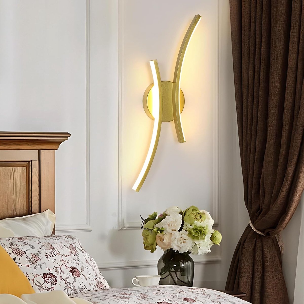 Haobosic - Wandlamp - Gouden aluminium profiel - 20W Warm licht - Energiezuinig