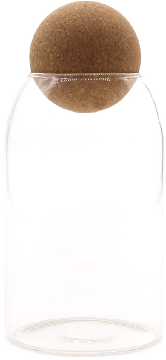 Cottage Kurkballetje Glazen Pot - Helder - 15cm