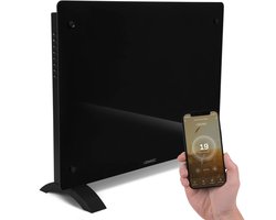 VONROC Luxe elektrische kachel - Convectorkachel met glazen paneel – 750W/1500W - Verwarmt ruimtes…
