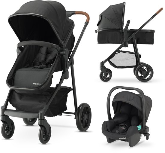Mooiys Kai Kinderwagen - 3-in-1 reissysteem kinderwagen - Zwart