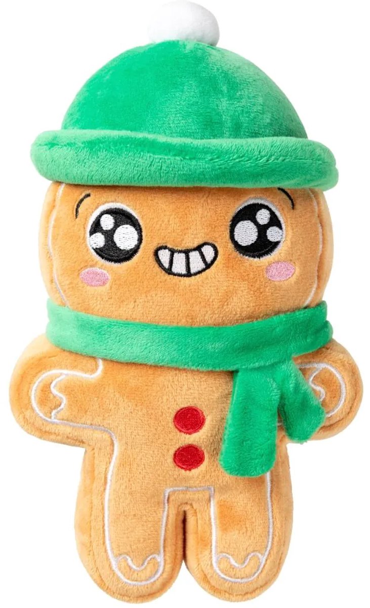 FuzzYard Holly jolly chillybread pluche hondenspeeltje in koekmannetje vorm 26 cm
