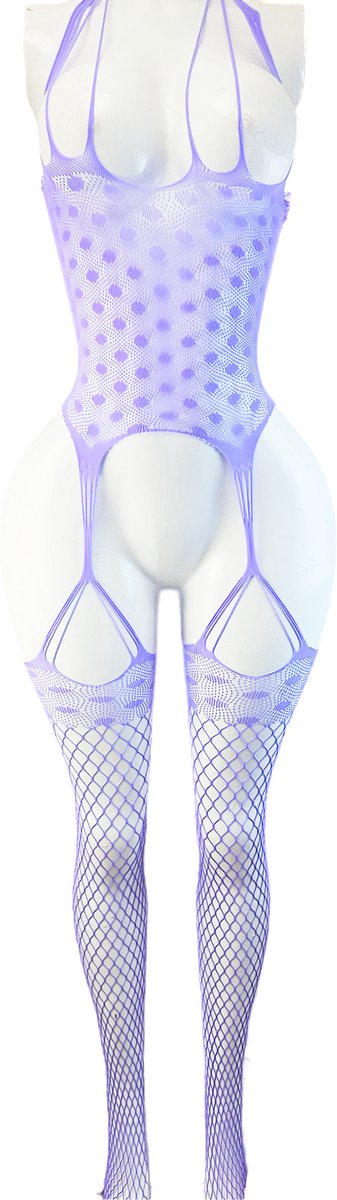 BamBella ® - Panty pak -Onesize - body suit - Dames - Onesize - Erotische jumpsuit van kant lingerie paars