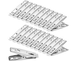 40 Stuks Antislip Wasknijpers, Winddicht en Roestvrij Roestvrijstalen Wasknijpers, Rvs Wasserij Pinnen, Wasknijpers, Metalen Kleding Pinnen Clips, voor Dagelijkse Hangende Kleding Voedselzegel Foto