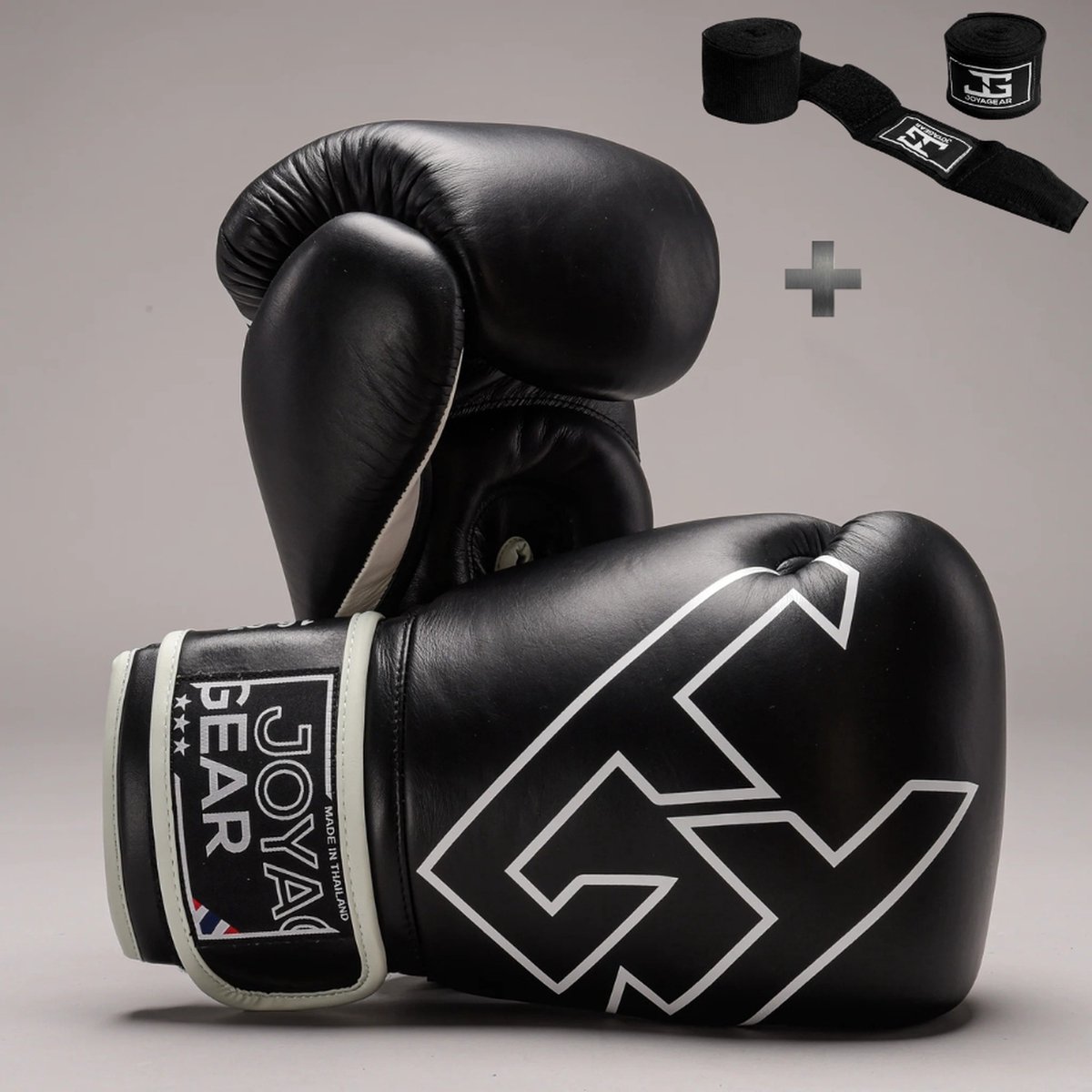 Joya Strike Kickbokshandschoenen Zwart Wit - 16 oz – Handgemaakt in Thailand – Echt Leren Bokshandschoenen – Training en Wedstrijden – Heren/Dames