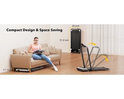 NaevaMi Loopband Inklapbaar - Loopband Met Hellingfunctie - Loopbanden Voor Thuis - Wandelband - Fitness - Onder het Bureau - Loopband Inklapbaar Electrisch - 12km/u - 7% Helling - 40 cm Extra Brede Riem