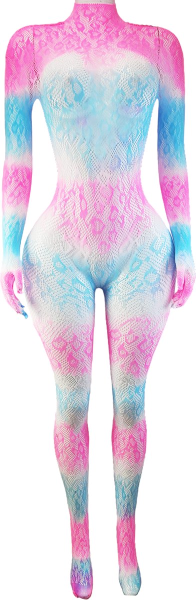 BamBella ® - Panty pak -Onesize - body suit - Dames - Onesize - Erotische jumpsuit van kant lingerie roze wit blauw