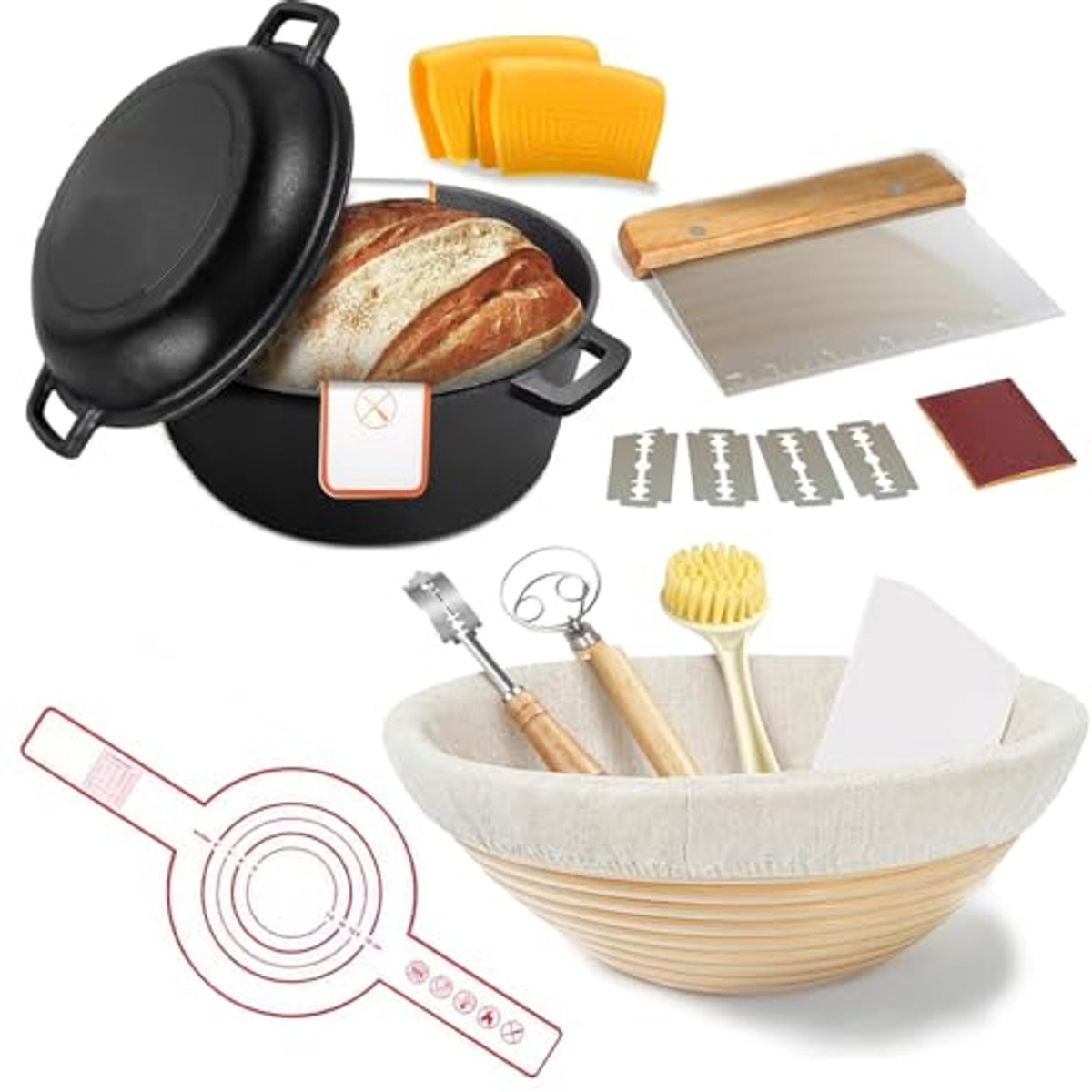 Gietijzeren Oven - Hollandse Pan - Brood Bakken - Inclusief Bakgerei - 5 Liter - Zwart