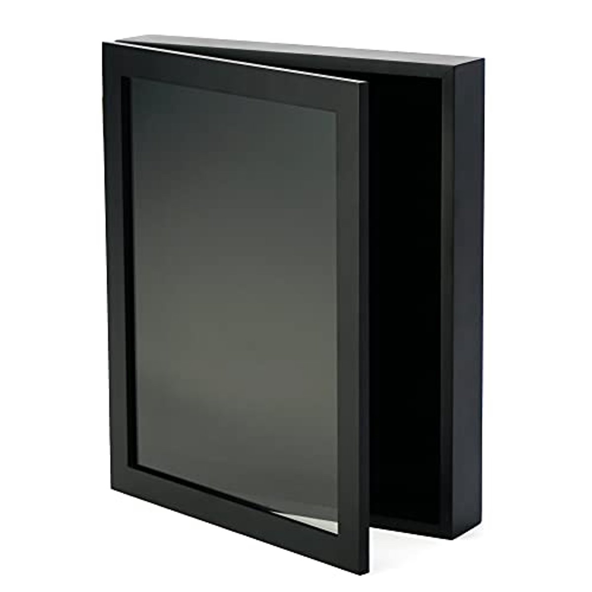 Shadow Box Display Case 12x15x2 - Magnetisch Openen en Sluiten - Echt Hout en Sterk Glas - Zwart voor Muur en Bureaublad