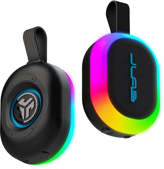 JLab Pop Mini Bluetooth Speaker Draadloos - Draagbare Muziekbox - 8 uur Batterijduur - 5 Watt - IPX6 Waterproof - Multipairing - Instelbare Party Lights - App Equalizer - Zwart