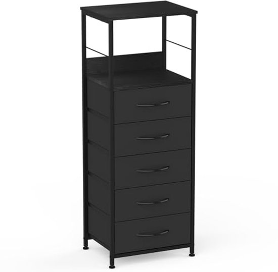 McNeil 4 laden stof dressoir verticale opslag toren organizer unit voor slaapkamer kantoor waskast ingang hal kinderkamer kamer, zwart McNeil 4 laden stof dressoir verticale opslag toren organizer unit voor slaapkamer kantoor waskast ingang hal kinderkamer kamer, zwart