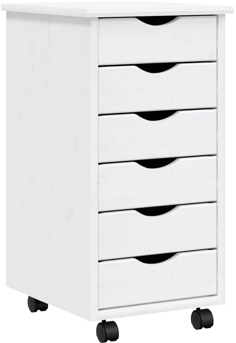 vidaXL Ladekast - MOSS - verrijdbaar - massief - grenenhout - wit
