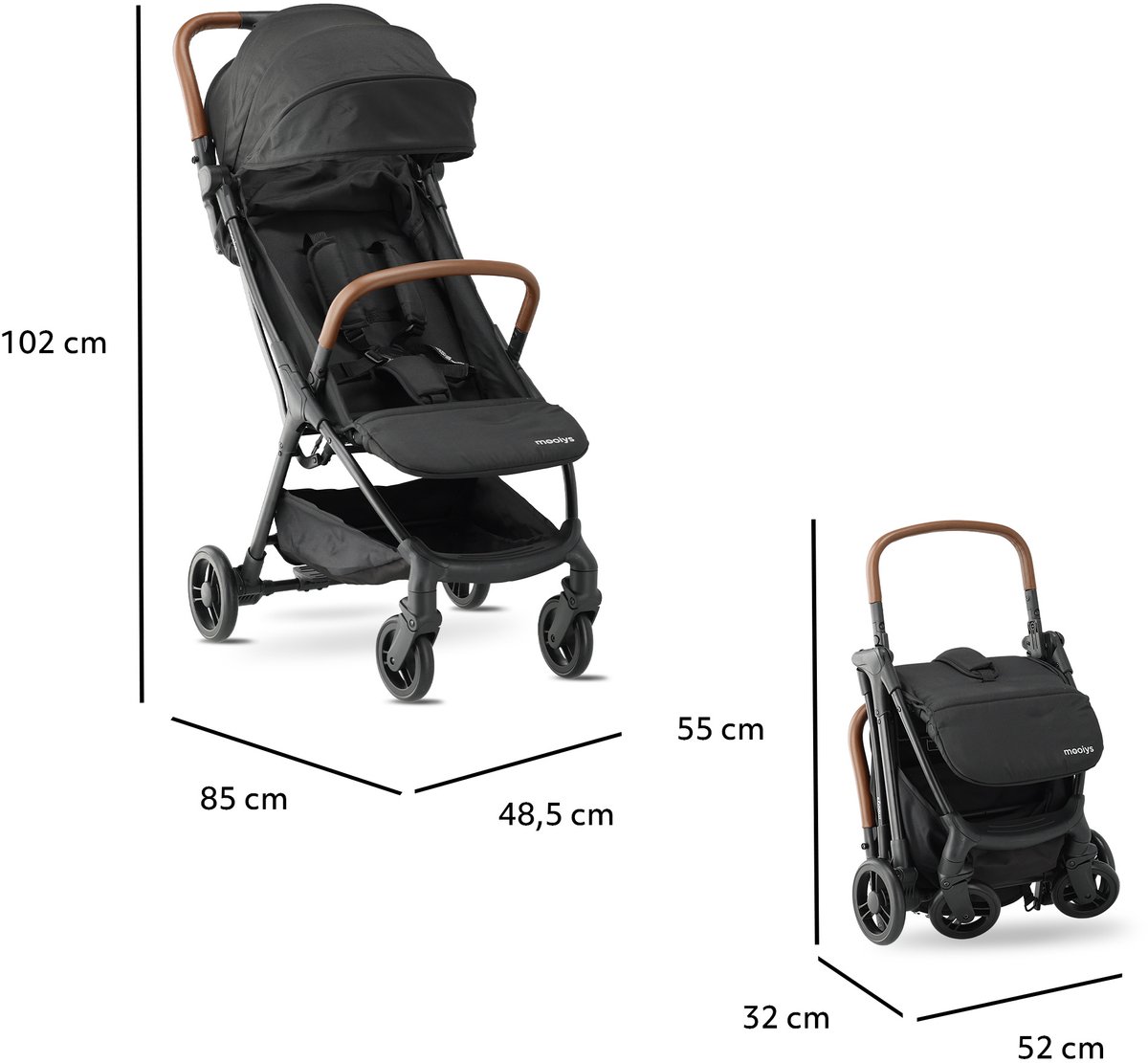 Mooiys Ash Buggy - Compacte buggy - Lichtgewicht Inklapbaar - Zwart – foto 5
