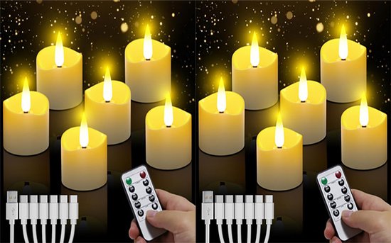 PChero LED Vlamloze Kaarsen met Afstandsbediening, 6 Stucks Flikkerende Batterij-Aangedreven Kaarsen Perfect voor Bruiloft Feestjes Huis Kamer Verjaardag – [Warm Wit