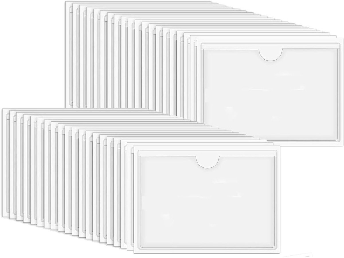 Pack van 40 Zelfklevende Labelhouders - Business Card Slots - Metaal voor Draadplanken - Prijslabels voor Goederen Markering