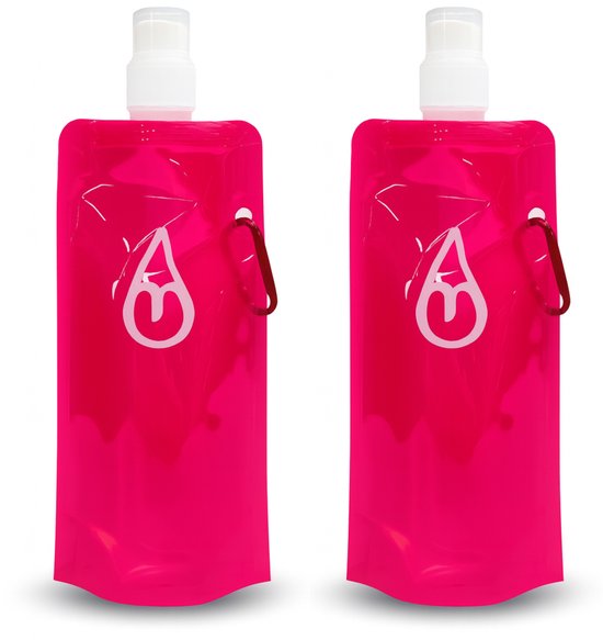 Motivai opvouwbare drinkflessen – set van 2 – 480ml – roze