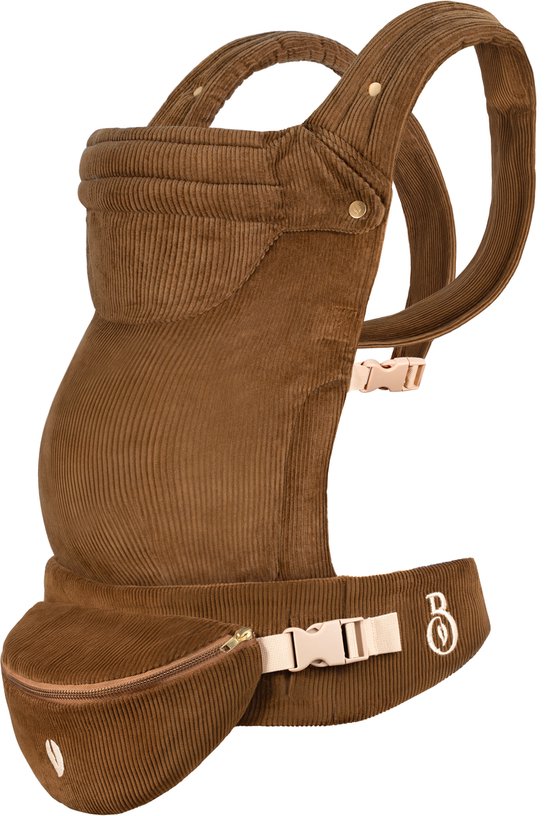 Babiem® Luca – Porte-bébé – Avec sac banane assorti – Porte- Bébé – 3 positions de portage – Jusqu'à 15 kg – Porte-bébé pour tout-petit – Cognac