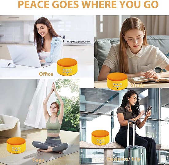 White Noise Machine - Slaapgeluidsmachine voor volwassenen - Draagbaar elektronisch apparaat met automatische uitschakeltimer, oplaadbaar, voor meditatie voor volwassenen en baby's van GLOXME. — afbeelding 4
