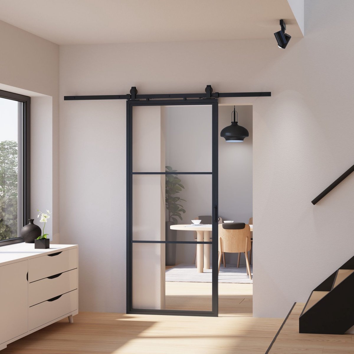 Schulte complete glazen schuifdeur - 103x220 - 3 vakken - helder - softclose - links of rechts