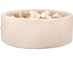Babiem® Milou - Ballenbak - Incl. 200 Ballen - Ballenbad - Ballenbak Ballen - Ballenbak Baby - 90cm Ø - Speelgoed 1 Jaar - 1 t/m 5 Jaar - Beige