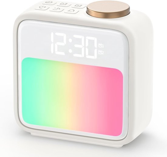 INSSISAIN Daglichtwekker met 2 wekkers, lichtwekker, zonsopgangwekker, woonkamer, dubbel alarm, sluimerfunctie, weklicht, 10 natuurgeluiden, 8 kleuren