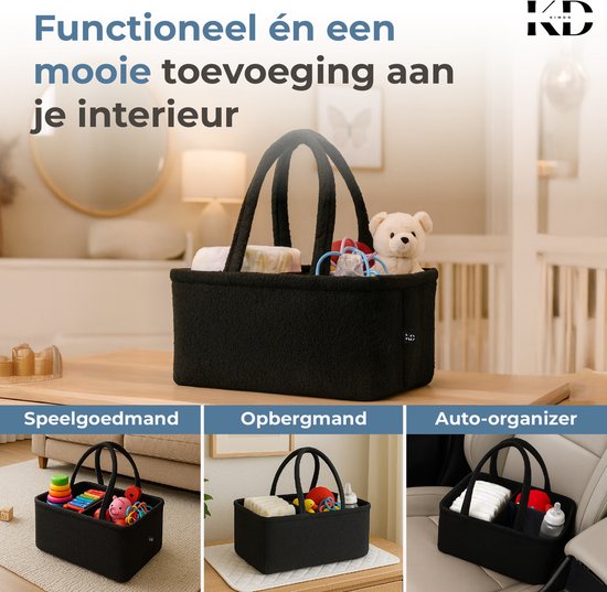 KimDo - Teddy Luiertas baby - Zwart - Verzorgingstas - Organizer luiers - Uitneembare schotjes - Kraamcadeau - Baby organizer - Teddy tas - Commode van KimDo — afbeelding 3