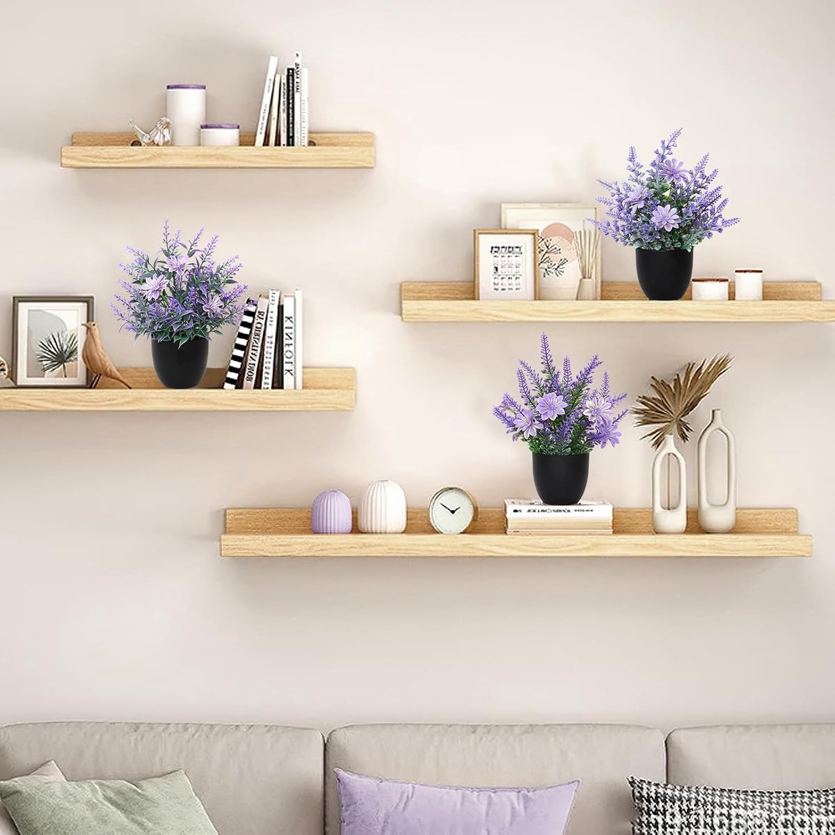 Famanu - Kunstplanten met Pot 3 Stuks Kleine Groene Planten Decoratieve Kunststof Planten Indoor Decoratie voor Kantoor Huis Slaapkamer Woonkamer Badkamer (3, Zwarte pot-Bloem)