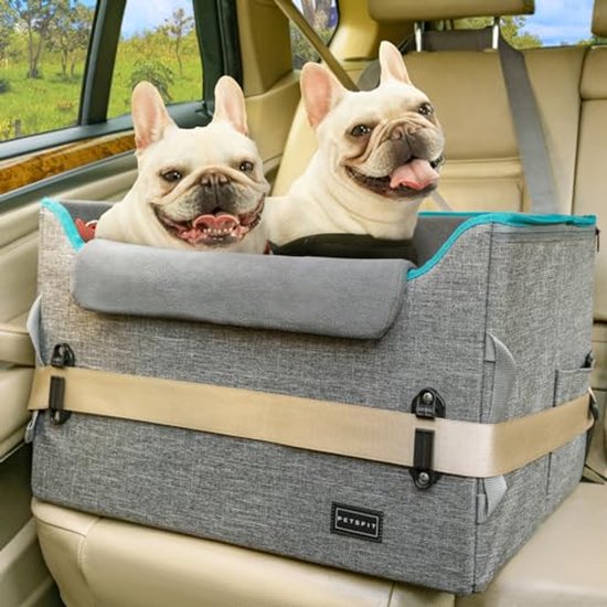 Hondenautozitmeubel voor kleine en middelgrote honden, traagschuim puppy verhoger met dik kussen, afneembaar wasbaar, reisbed