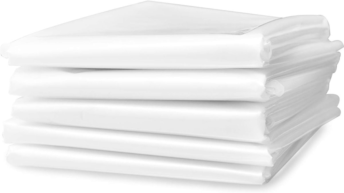 5-pack waterdichte- stofdichte plastic meubelhoezen (2 x 3 m/6-56 x 9-8 ft) voor Buiten Tuinmeubelen, Aanhanger of Zwembad - Multifunctioneel als Grondzeil of Autohoes - Met Metalen Zeilringen
