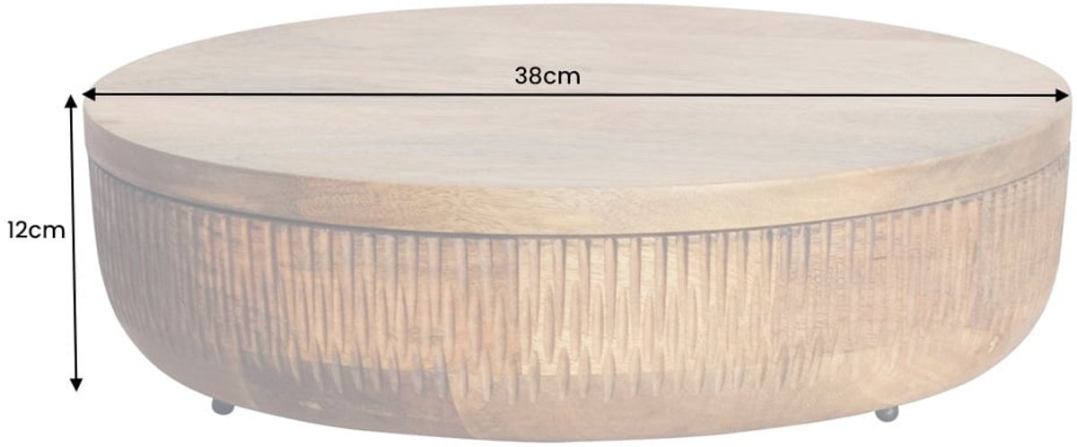 Handgemaakte Kom PUUR NATUUR 40cm Natuurlijk Mango Hout Rond met Deksel Sieradenblik - 44472