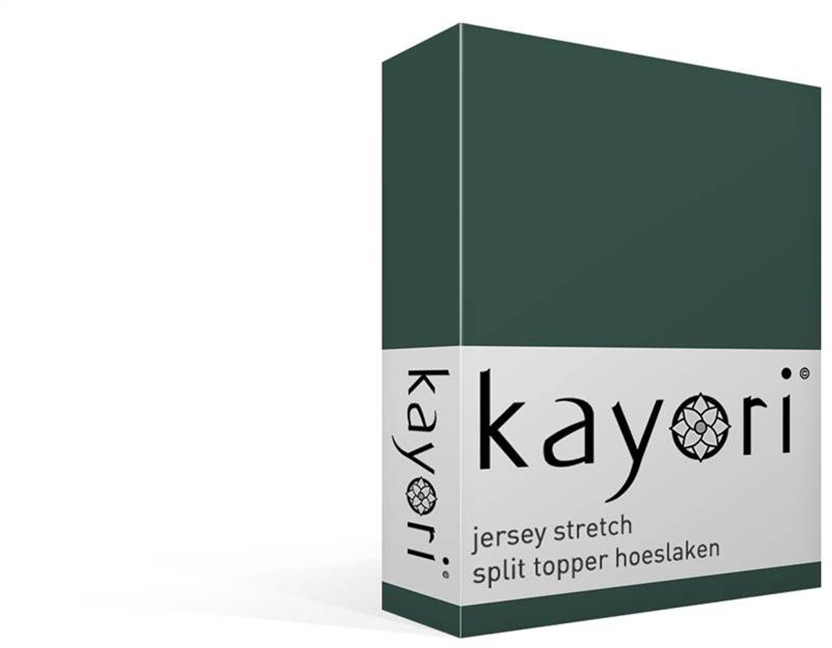 kayori Shizu jersey stretch split-topper hoeslaken - Extra breed - Donkergroen
