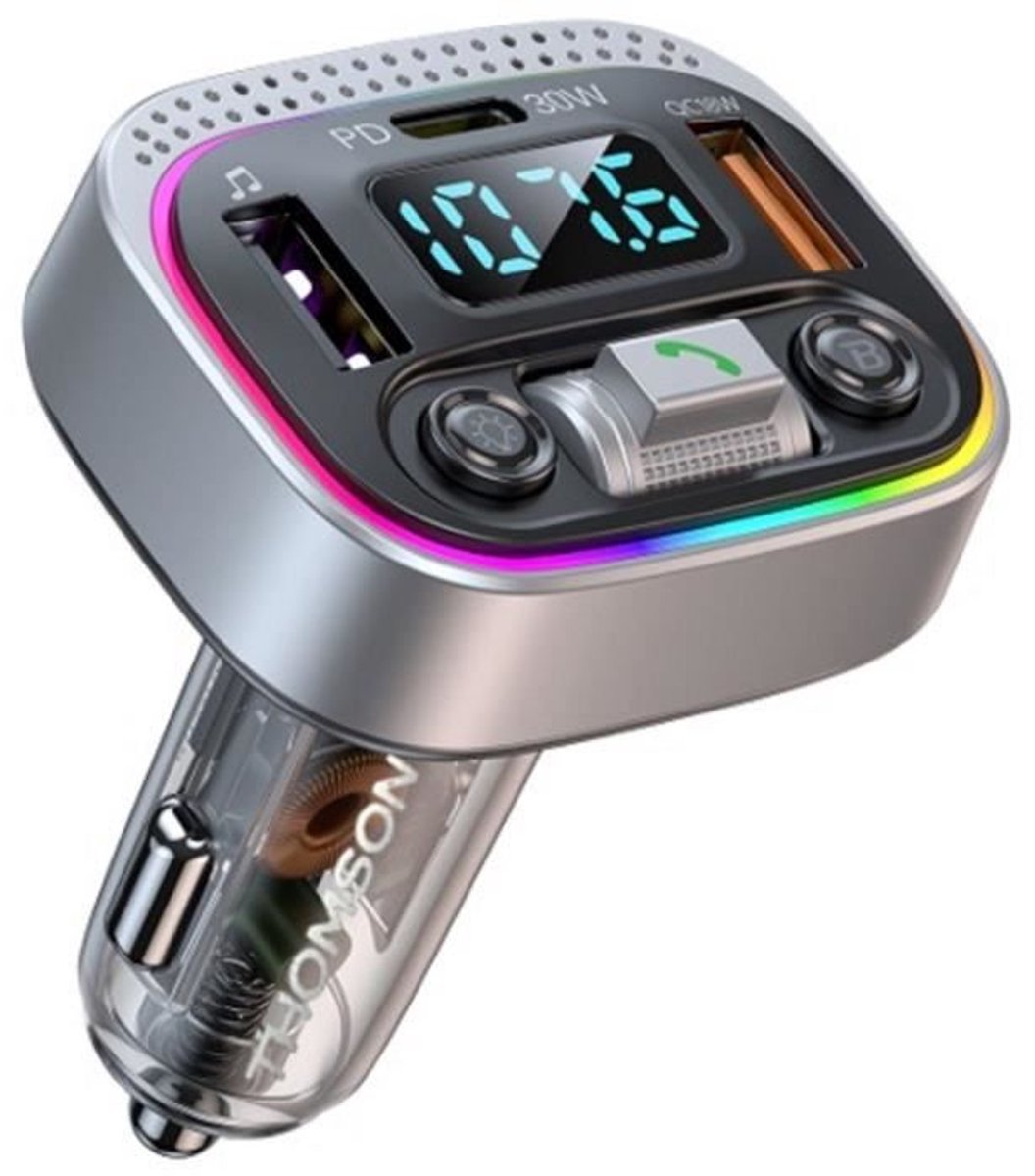 FM-zender bt 5.4 - THOMSON - 12/24 V - 1A + QC3.0 + PD30 W - Blauwe LED