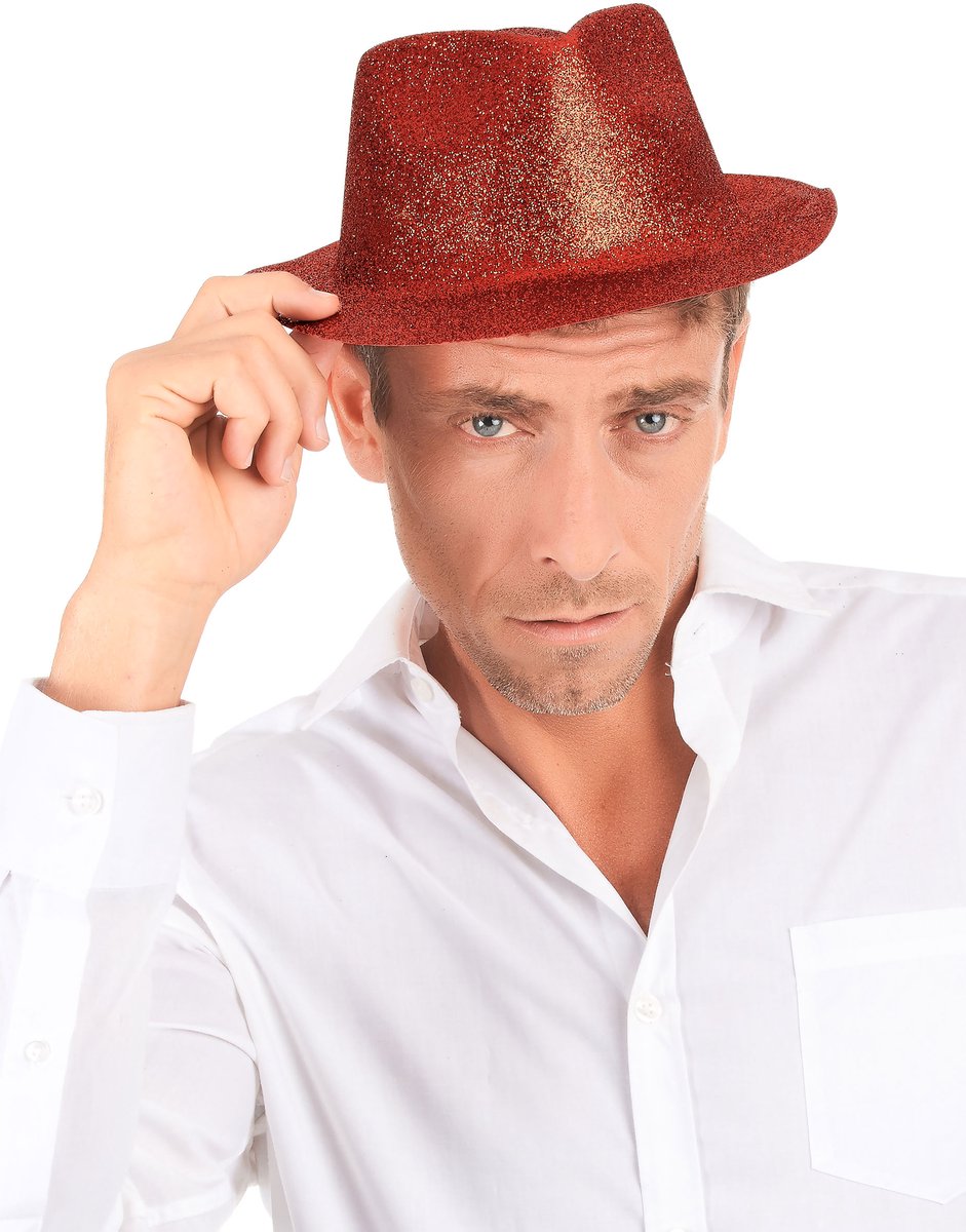 Vegaoo - Rood glitter hoed voor volwassenen