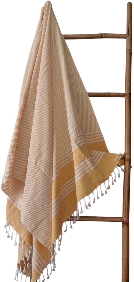 Ederlezi - Erfgoed Hamamdoek – Handgeweven - %100 Katoen, 100x180 cm - Geel