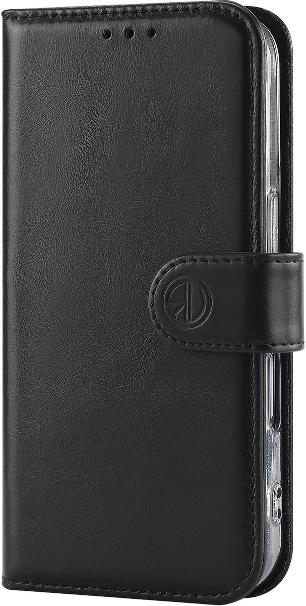 Leren Book Case Geschikt voor Apple iPhone 17 pro /Flip Cover met stand functie/ Kaarthouder en magneet sluiting kleur Zwart