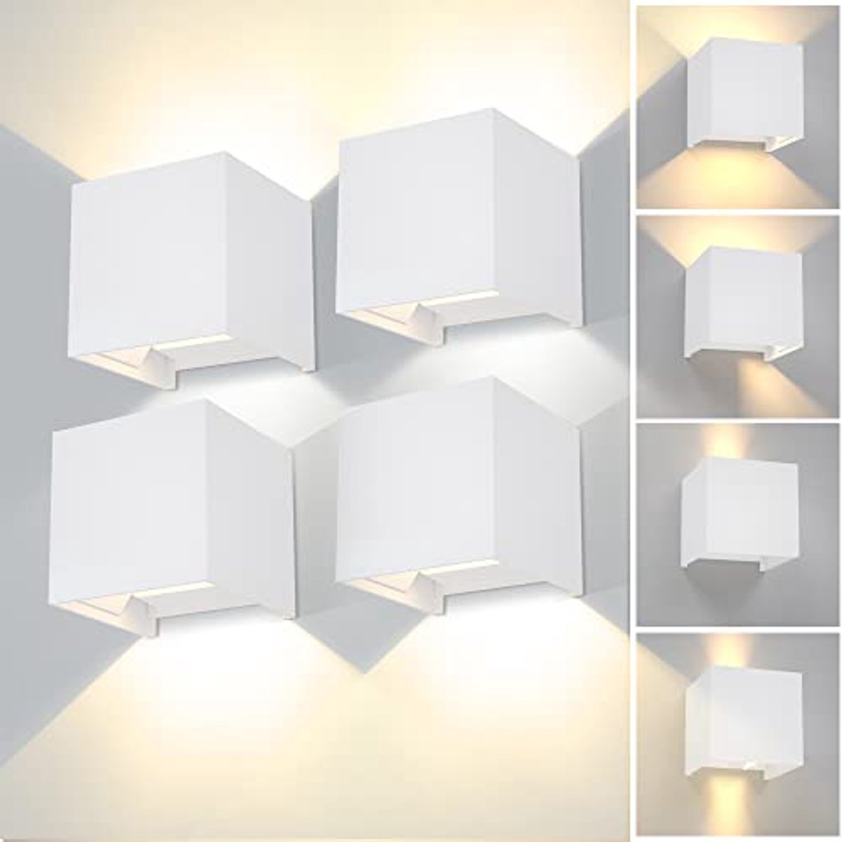 LED Wandlamp 12W Warmwit - Set van 4 - Waterdichte Wandverlichting voor Binnen en Buiten