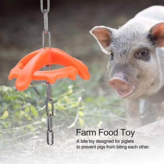 Wear-resistant bite toy, durable with long metal chain Farm Food Toy, for piglets — afbeelding 4