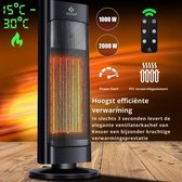 Elektrische Kachel - Ventilatorkachel - Keramische Kachel – 2000W | Met Afstandsbediening, Energiezuinig, Stil, 15–30 °C Temperatuurregeling, 80° Oscillatie, 24-uurs Timer – Zwart