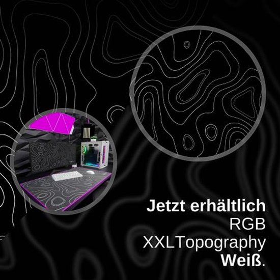 Groot XXL Gaming Muismat RGB met Topografie Ontwerp - 900 x 500 mm - Duurzaam en Hoogwaardige Glide — afbeelding 3