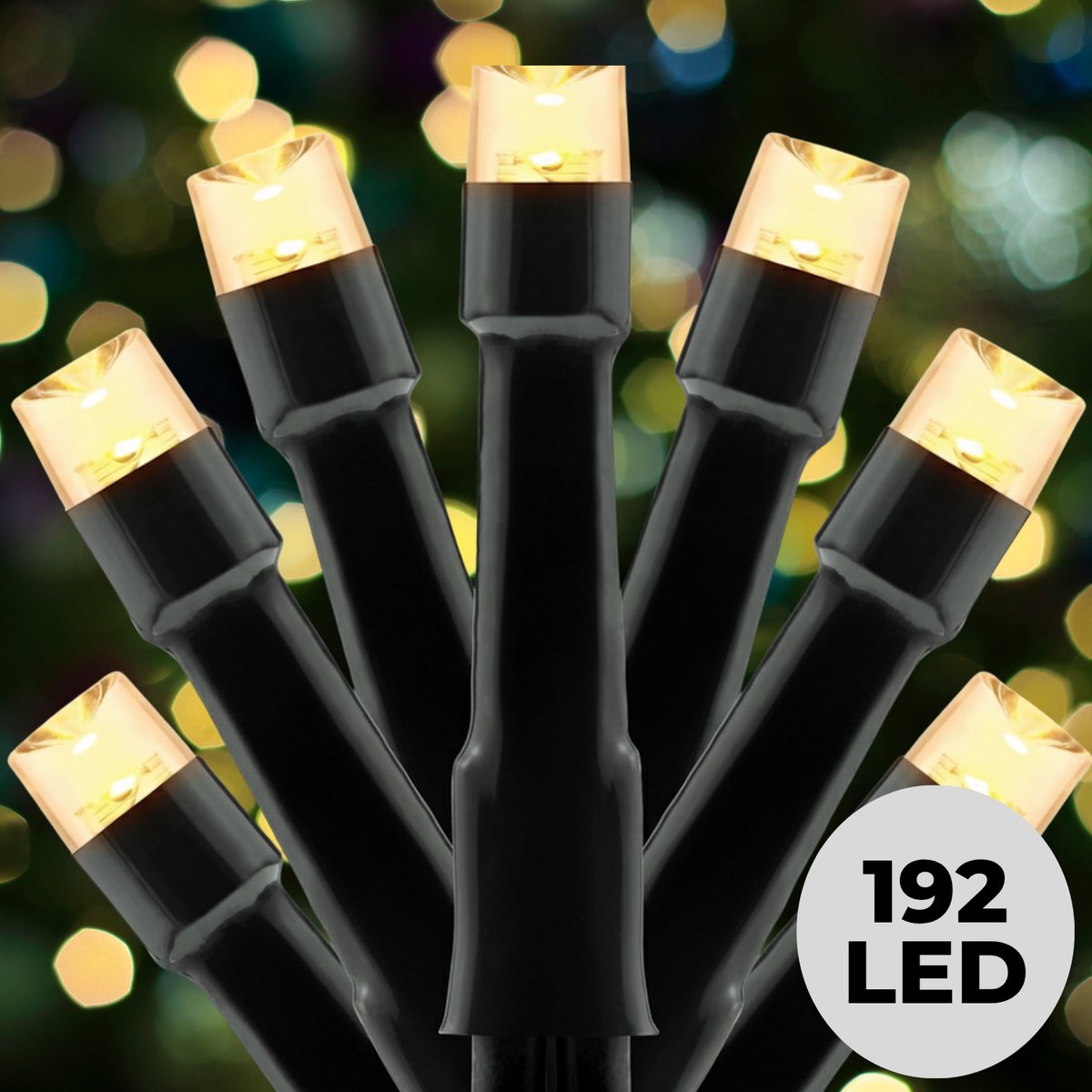 Lomera Kerstverlichting - Kerstlampjes - Kerstboomverlichting - Clusterverlichting met Batterij - 192 Led's - Extra Warm Wit - Lichtfuncties - Geheugenfunctie - 140 CM - Zwart Snoer - Werkt op Batterijen - Decoratieve Verlichting - Sfeerverlichting