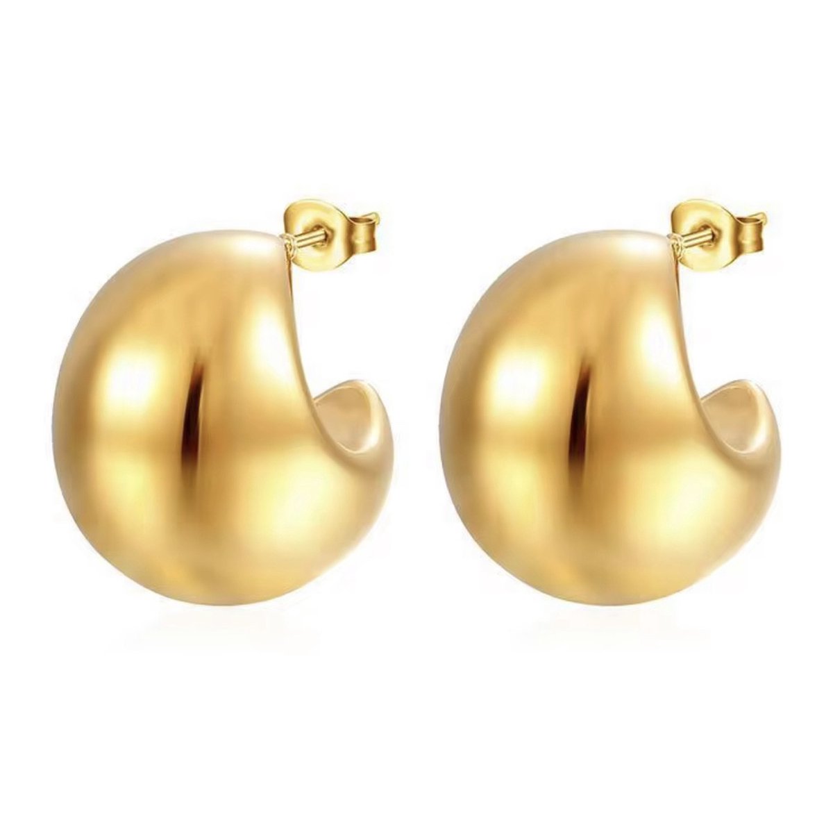Merlie oorbellen - Gouden Bold Ball Earrings - Stainless Steel - Elegant & Tijdloos Design - Oorbellen