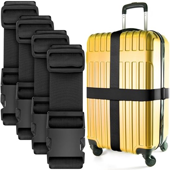 2 Pack Bagageriemen en 2 Pack Tags Sets voor koffers, 2M x 2 Pack Bagageriemen en 2 Pack Tags Sets voor koffers, 2M x